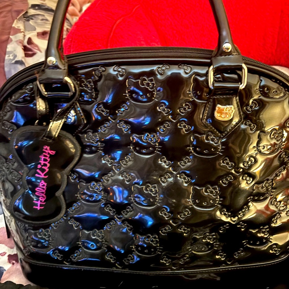 Hello Kitty Black Embossed Satchel